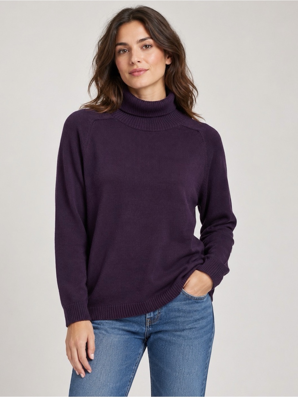 Gispa-Women's Plum Turtleneck Knit Sweater